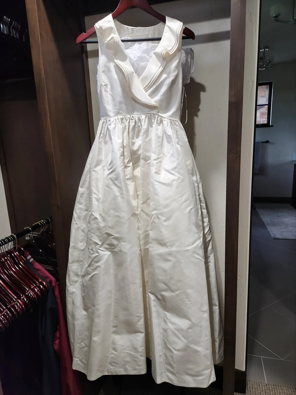 J. Crew Ivory Satin V-Neck Wedding Dress